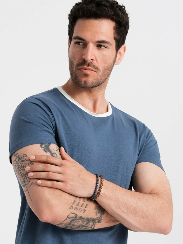 Ombre Clothing Tmavě modré pánské tričko Ombre Clothing