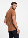 Ombre Clothing Hnědé pánské basic polo tričko Ombre Clothing
