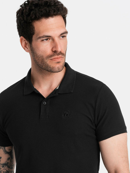 Ombre Clothing Černé pánské basic polo tričko Ombre Clothing
