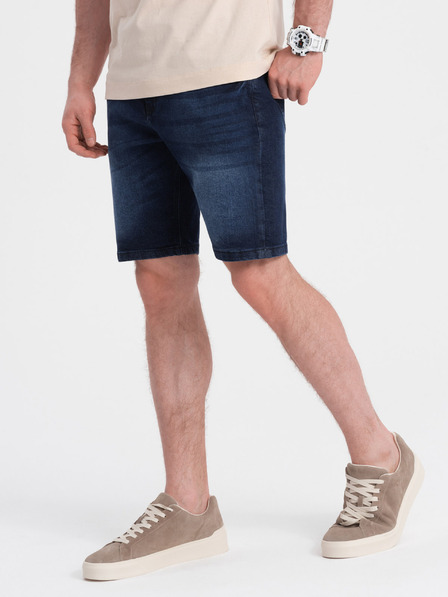 Ombre Clothing Tmavě modré pánské džínové kraťasy Ombre Clothing