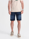 Ombre Clothing Tmavě modré pánské džínové kraťasy Ombre Clothing