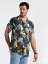 Ombre Clothing Modrá pánská vzorovaná košile s krátkým rukávem Ombre Clothing