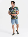 Ombre Clothing Modrá pánská vzorovaná košile s krátkým rukávem Ombre Clothing
