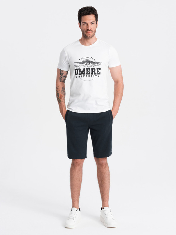 Ombre Clothing Černé pánské basic teplákové kraťasy Ombre Clothing