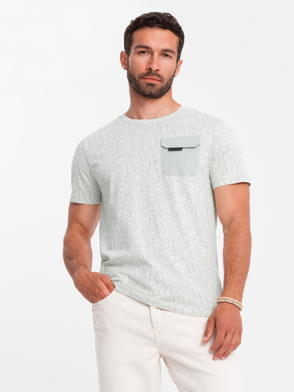 Ombre Clothing Světle zelené pánské tričko s kapsičkou Ombre Clothing