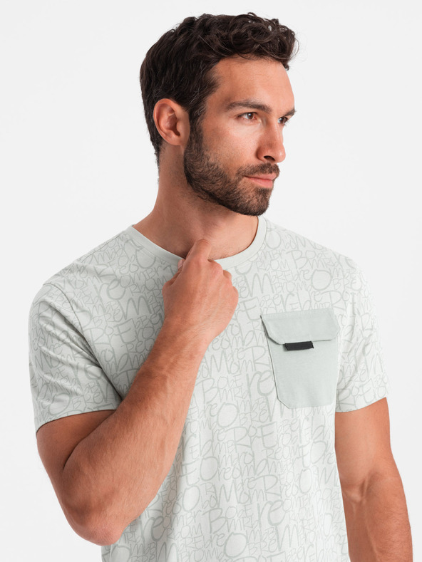 Ombre Clothing Světle zelené pánské tričko s kapsičkou Ombre Clothing