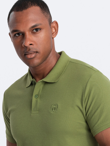 Ombre Clothing Zelené pánské úpletové polo tričko Ombre Clothing
