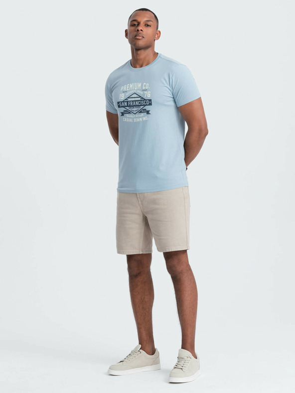 Ombre Clothing Světle modré pánské tričko s potiskem San Francisco Ombre Clothing