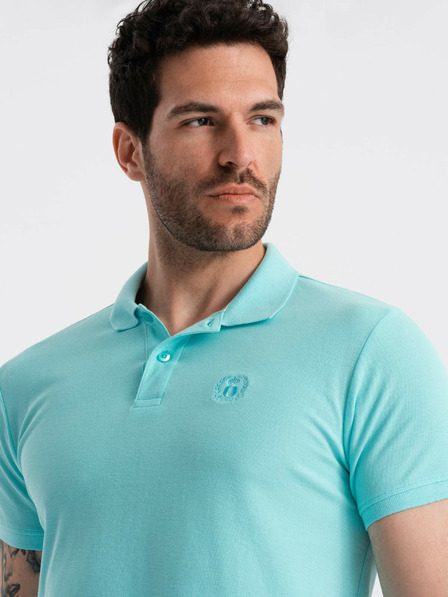 Ombre Clothing Mentolové pánské basic polo tričko Ombre Clothing