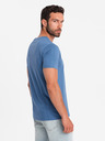 Ombre Clothing Modré pánské tričko s jemnou výšivkou Ombre Clothing