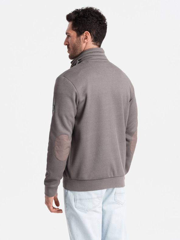 Ombre Clothing Šedá pánská bunda s vysokým límcem a fleecovým vnitřkem Ombre Clothing