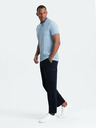 Ombre Clothing Světle modré pánské žíhané polo tričko Ombre Clothing