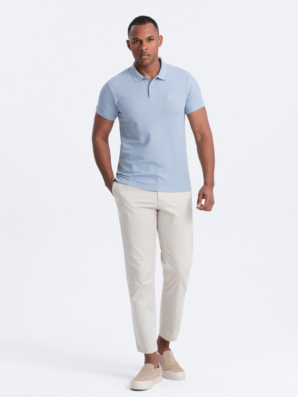 Ombre Clothing Světle modré pánské basic polo tričko Ombre Clothing