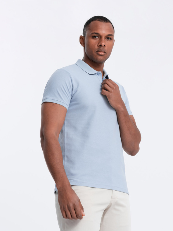 Ombre Clothing Světle modré pánské basic polo tričko Ombre Clothing