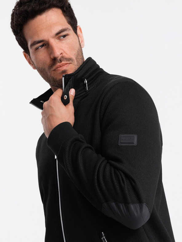 Ombre Clothing Černá pánská bunda s vysokým límcem a fleecovým vnitřkem Ombre Clothing