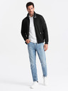 Ombre Clothing Černá pánská bunda s vysokým límcem a fleecovým vnitřkem Ombre Clothing