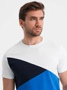 Ombre Clothing Bílo-modré pánské bavlněné tričko Ombre Clothing
