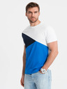 Ombre Clothing Bílo-modré pánské bavlněné tričko Ombre Clothing