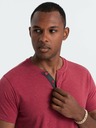 Ombre Clothing Červené pánské tričko s kulatým výstřihem Ombre Clothing