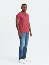 Ombre Clothing Červené pánské tričko s kulatým výstřihem Ombre Clothing