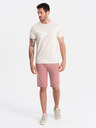 Ombre Clothing Růžové pánské basic teplákové kraťasy Ombre Clothing