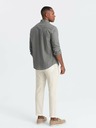 Ombre Clothing Krémové pánské chino kalhoty s příměsí lnu Ombre Clothing