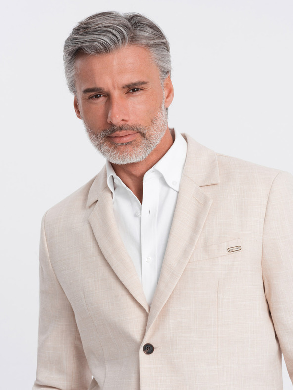 Ombre Clothing Krémové pánské sako Ombre Clothing