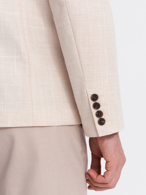 Ombre Clothing Krémové pánské sako Ombre Clothing