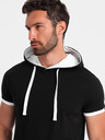 Ombre Clothing Černé pánské tričko s kapucí Ombre Clothing