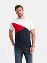 Ombre Clothing Červeno-bílé pánské bavlněné tričko Ombre Clothing