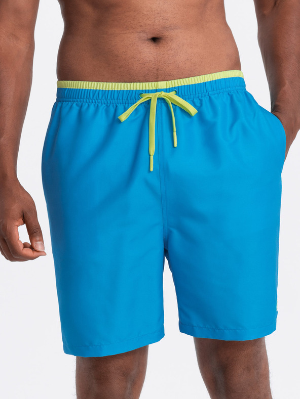 Ombre Clothing Modré pánské žebrované plavky Ombre Clothing