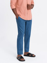 Ombre Clothing Modré pánské chino kalhoty s příměsí lnu Ombre Clothing