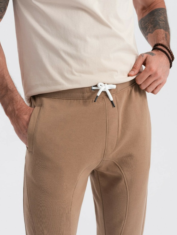 Ombre Clothing Hnědé pánské tepláky jogger Ombre Clothing