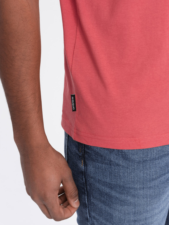 Ombre Clothing Korálové pánské basic tričko Ombre Clothing