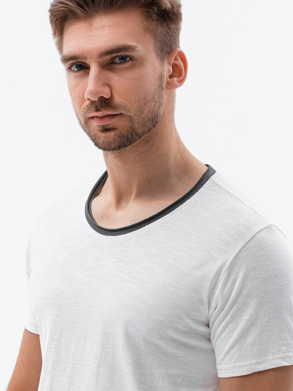 Ombre Clothing Krémové pánské tričko Ombre Clothing