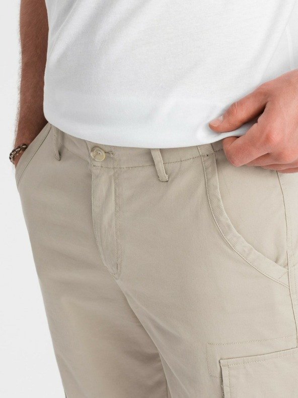 Ombre Clothing Béžové pánské cargo kraťasy Ombre Clothing