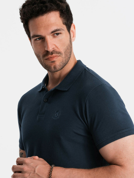 Ombre Clothing Tmavě modré pánské basic polo tričko Ombre Clothing