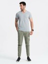 Ombre Clothing Šedé pánské bavlněné basic tričko s výstřihem Ombre Clothing