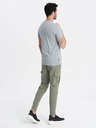 Ombre Clothing Šedé pánské bavlněné basic tričko s výstřihem Ombre Clothing