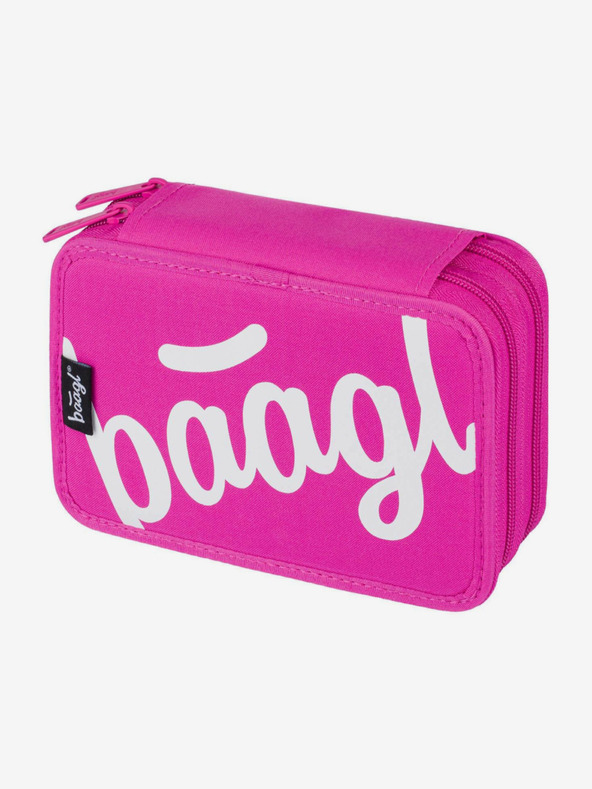 BAAGL  Růžový školní penál dvoupatrový logo růžový Baagl