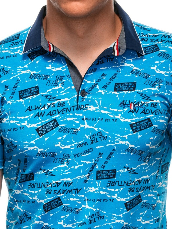 Edoti Pánské polo tričko s potiskem  - světle modrá EDOTI