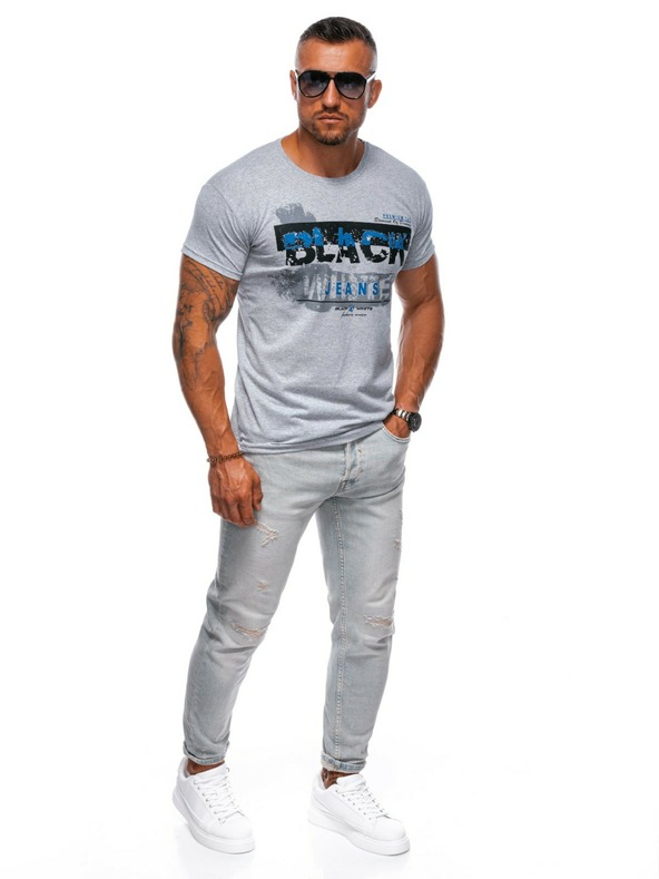 Edoti Pánské tričko s potiskem  - šedé EDOTI