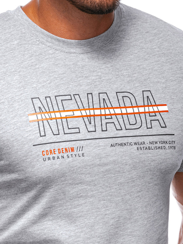 Edoti Šedé pánské tričko s potiskem Edoti