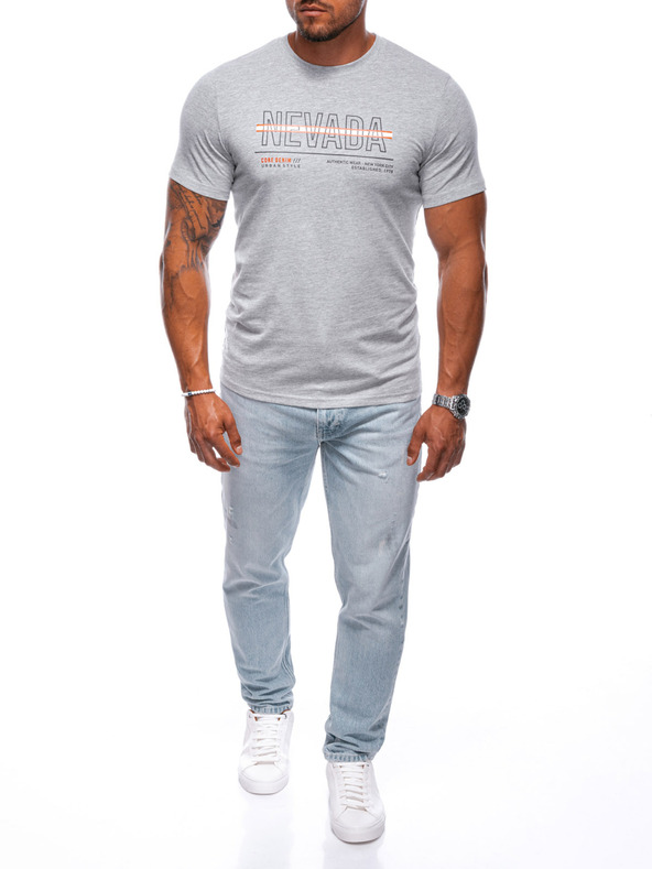 Edoti Šedé pánské tričko s potiskem Edoti