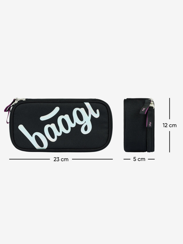 BAAGL  Černý školní penál etue Baagl Metallic Holo