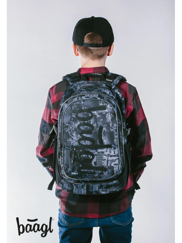 BAAGL  Šedý školní batoh Baagl  Core Technic