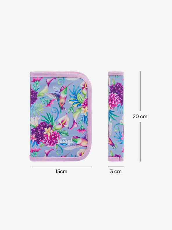 BAAGL  Fialový školní penál jednopatrový Baagl Kolibřík