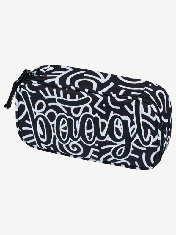 BAAGL  Černý vzorovaný školní set - batoh, penál, sáček Baagl Core Element