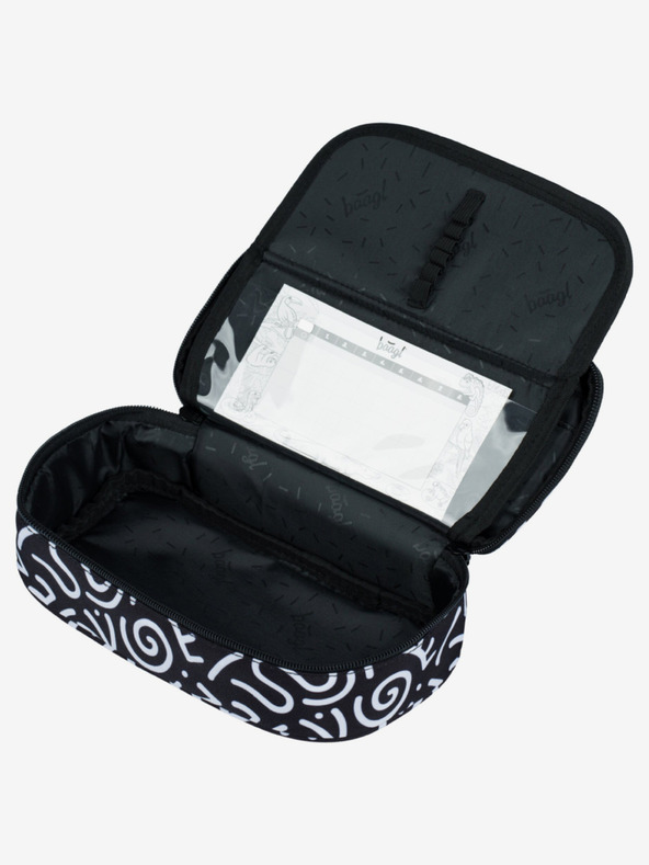 BAAGL  Černý vzorovaný školní set - batoh, penál, sáček Baagl Core Element