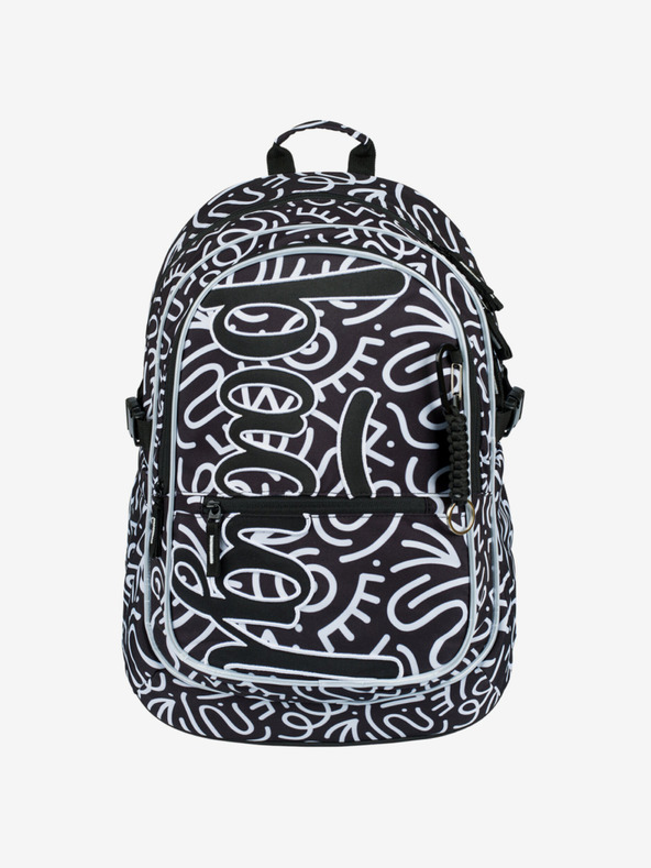 BAAGL  Černý vzorovaný školní set - batoh, penál, sáček Baagl Core Element